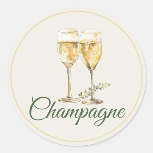 Champagne Mimosa Bar Bottle Sticker ラウンドシール (正面)