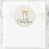 Champagne Mimosa Bar Bottle Sticker ラウンドシール (バッグ)