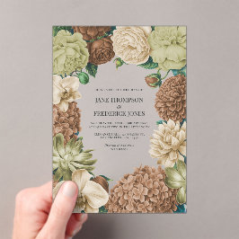 Champagne Mist, Willow Sage & Pebble Taupe Wedding アクリル招待状