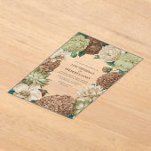 Champagne Mist, Willow Sage & Pebble Taupe Wedding アクリル招待状 (レイダウン)