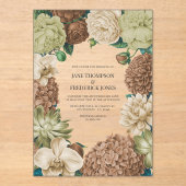 Champagne Mist, Willow Sage & Pebble Taupe Wedding アクリル招待状 (正面)