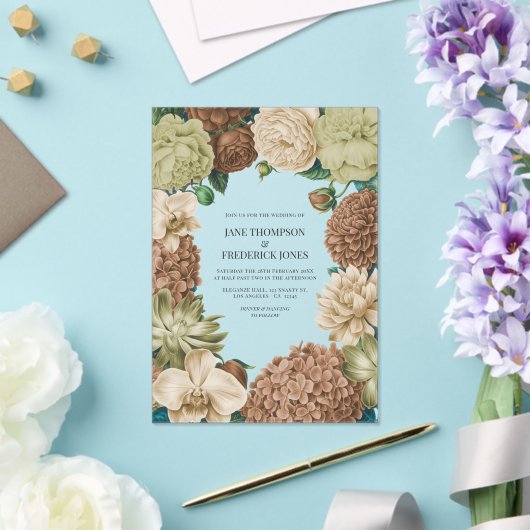 Champagne Mist, Willow Sage & Pebble Taupe Wedding アクリル招待状 (インサイチュ (ウェディング))