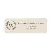 Champagne monogram initial wreath return address ラベル (正面)