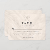 Champagne Neutral Pearl Bow Meal Choice RSVP Card (正面/裏面)