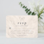 Champagne Neutral Pearl Bow Meal Choice RSVP Card (スタンド正面)