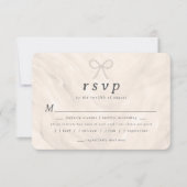 Champagne Neutral Pearl Bow Meal Choice RSVP Card (正面)
