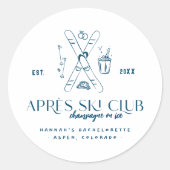 Champagne on Ice | Après Ski Winter Bachelorette ラウンドシール (正面)