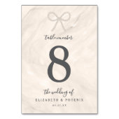 Champagne Pearl Bow Elegant Luxury Wedding テーブルナンバー (裏面)