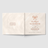 Champagne Pearl Bow Elegant Square Wedding ゲストブック (全面)