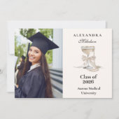 Champagne Pearl Bow Graduation 案内状 (正面)