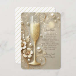 Champagne & Pearl Elegant Wedding Shower サンキューカード