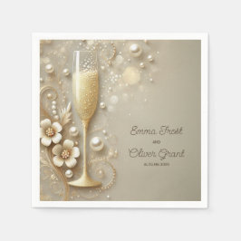 Champagne & Pearl Elegant Wedding Shower スタンダードカクテルナプキン