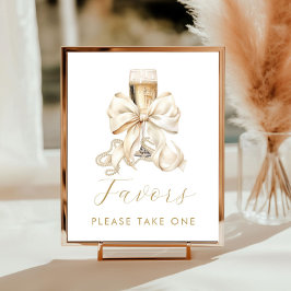 Champagne & Pearls Bridal Shower Favor Sign ポスター