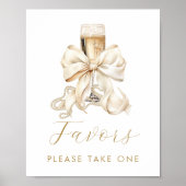 Champagne & Pearls Bridal Shower Favor Sign ポスター (正面)