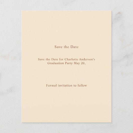 Champagne photo Graduation Save the Date チラシ (裏面)