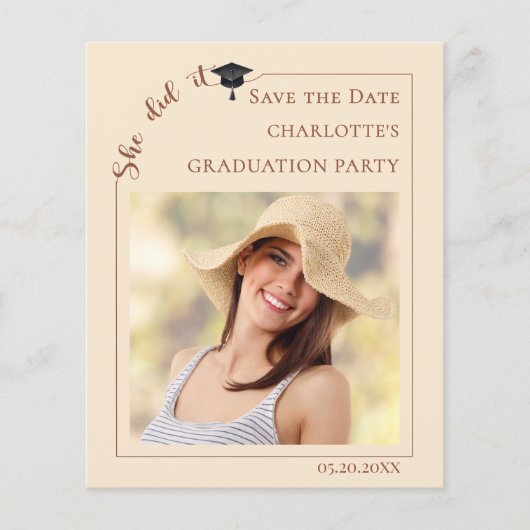 Champagne photo Graduation Save the Date チラシ (正面)