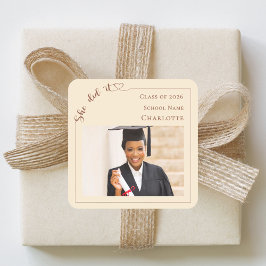 Champagne photo She did it Graduate スクエアシール