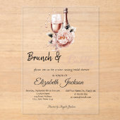 Champagne Pink Rose Brunch & BubblyBridal Shower   アクリル招待状 (正面)