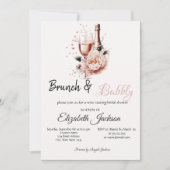 Champagne Pink Rose Brunch & BubblyBridal Shower   招待状 (正面)