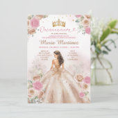 Champagne Princess Dress Dusty Rose Quinceañera 招待状 (スタンド正面)