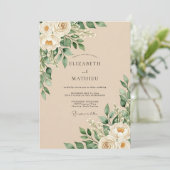 Champagne Refined Floral Rustic Wedding 招待状 (スタンド正面)