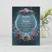 Champagne Rose Celestial Neon Garden Wedding 招待状 (スタンド正面)