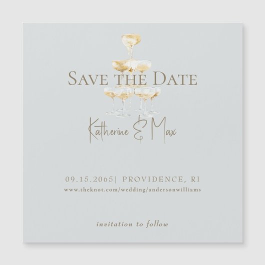 Champagne Seafoam Wedding Save the Date Magnetic (正面)
