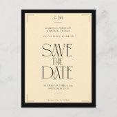 Champagne Silk Cream Art deco Save The Date  ポストカード (正面)