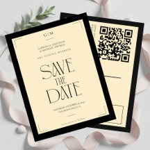 Champagne Silk Cream Art deco Save The Date 