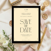 Champagne Silk Cream Art deco Save The Date  ポストカード