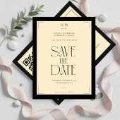 Champagne Silk Cream Art deco Save The Date  ポストカード