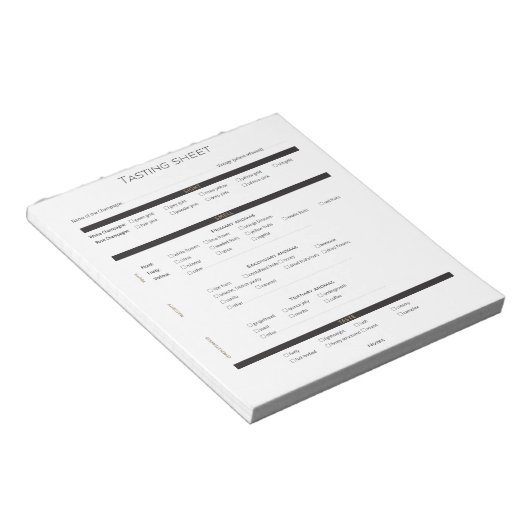 Champagne & Sparkling Wine Deductive Tasting Sheet ノートパッド (アングル)