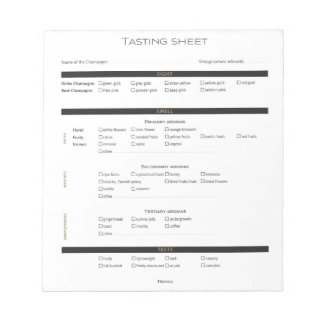 Champagne & Sparkling Wine Deductive Tasting Sheet ノートパッド