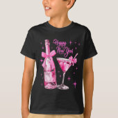 Champagne Swea Martini Coquette Happy New Year Par Tシャツ (正面)