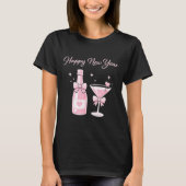 Champagne Swea Martini Coquette Happy New Year Par Tシャツ (正面)
