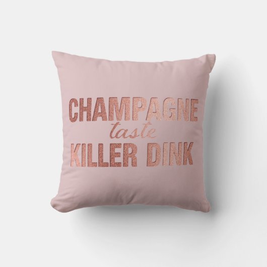 Champagne Taste Killer Dink - Rose Gold Pickleball クッション (正面)