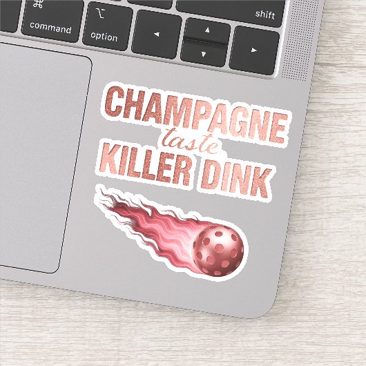 Champagne Taste Killer Dink - Rose Gold Pickleball シール (詳細)