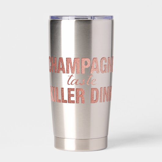 Champagne Taste Killer Dink - Rose Gold Pickleball 保温保冷タンブラー (正面)