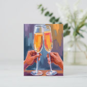 Champagne Toast | Celebratory Watercolor Painting ポストカード (スタンド正面)
