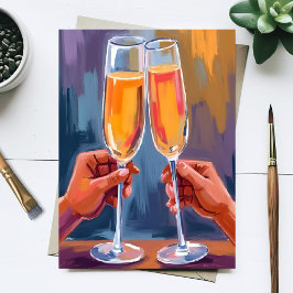 Champagne Toast | Celebratory Watercolor Painting ポストカード