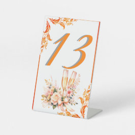 Champagne Toast Floral Bridal Shower Table Number  台座サイン