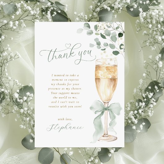 Champagne Toast Greenery Thank You Card サンキューカード