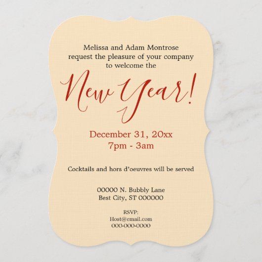 Champagne Toast New Year  Invitation 招待状 (裏面)