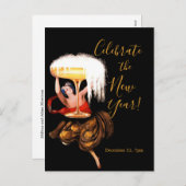 Champagne Toast NYE Invitation Postcard シーズンポストカード (正面/裏面)
