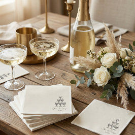 Champagne Tower Doodle Custom Name Wedding スタンダードカクテルナプキン