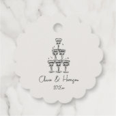 Champagne Tower Doodle Custom Name Wedding フェイバータグ (裏面)