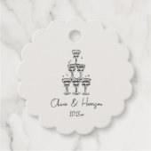 Champagne Tower Doodle Custom Name Wedding フェイバータグ (正面)