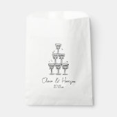 Champagne Tower Doodle Custom Name Wedding フェイバーバッグ (正面)
