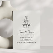 Champagne Tower Doodle Custom Name Wedding 招待状