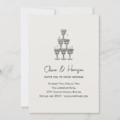 Champagne Tower Doodle Custom Name Wedding 招待状 (正面)